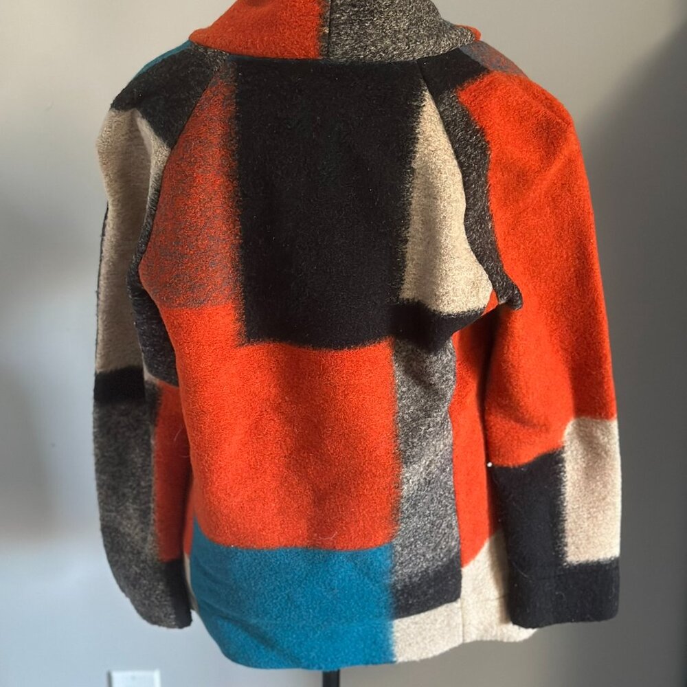 LUII BY ANTHROPOLOGIE - WOOL CAPE COAT (COLOR BLOCK DRAPING) SIZE S - Picture 7 of 8